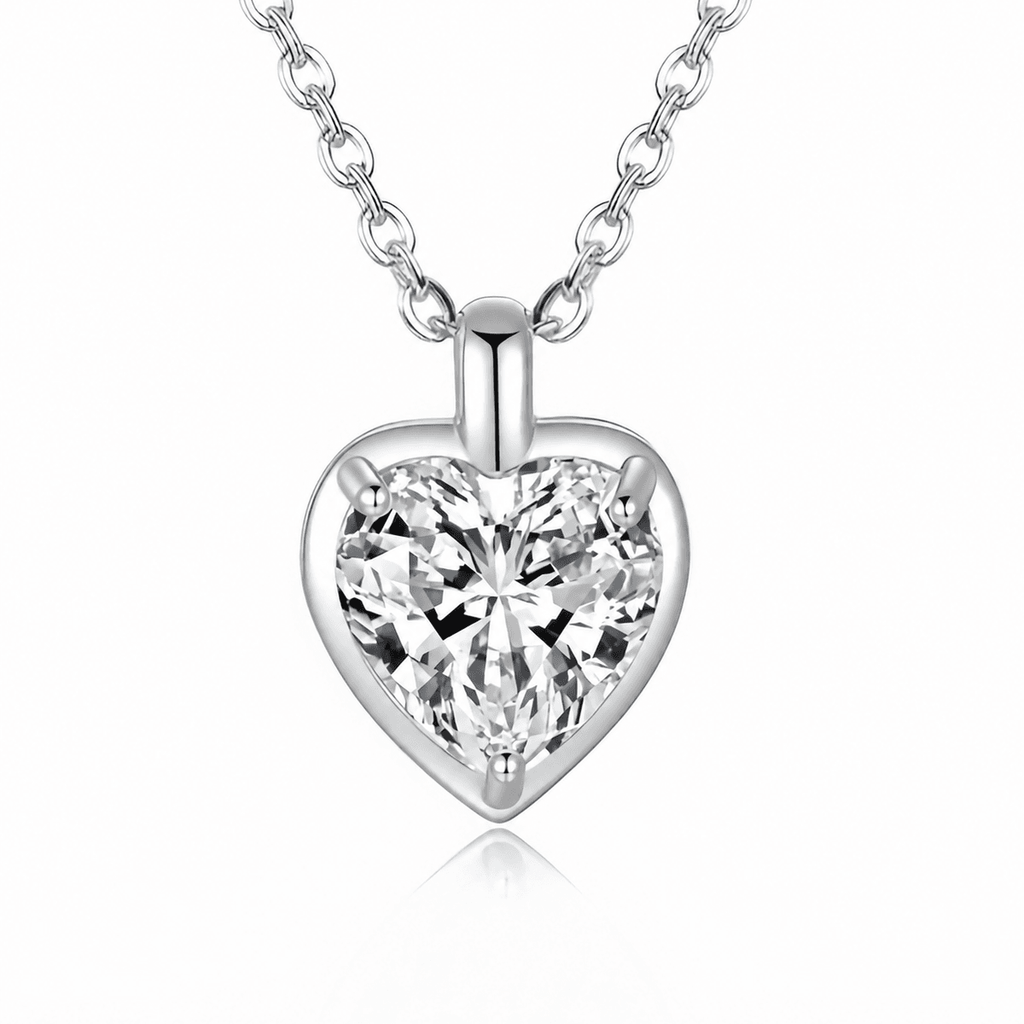 Amour Heart Necklace - 1ct DEW / 2ct DEW - LEONREN Jewelry