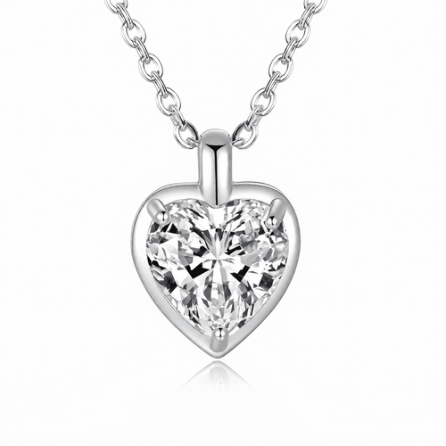Amour Heart Necklace - 1ct DEW / 2ct DEW - LEONREN Jewelry