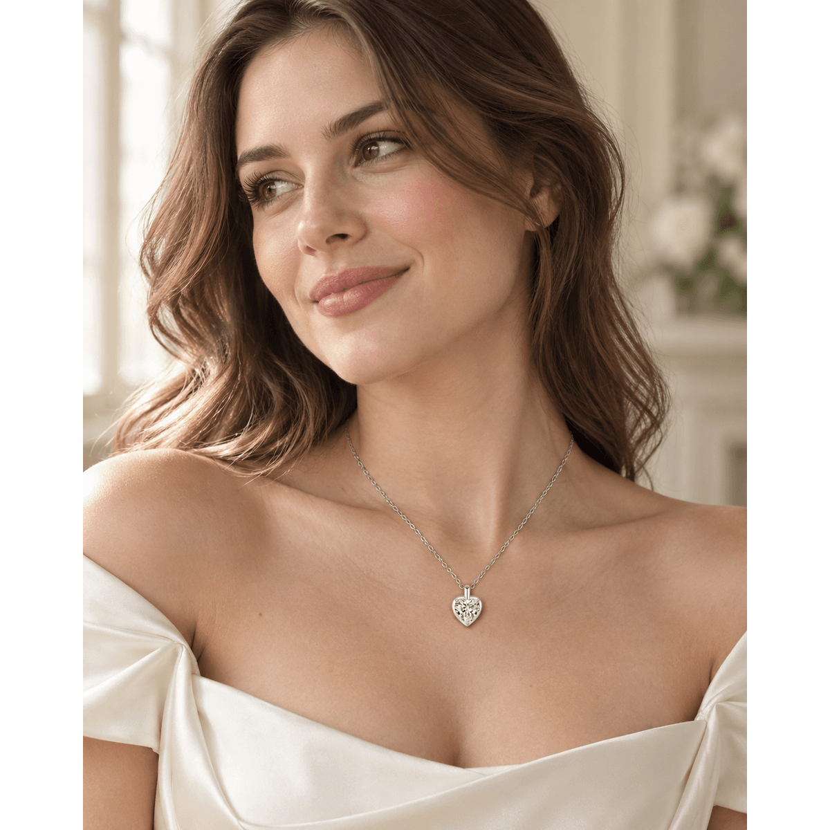 Amour Heart Necklace - 1ct DEW / 2ct DEW - LEONREN Jewelry