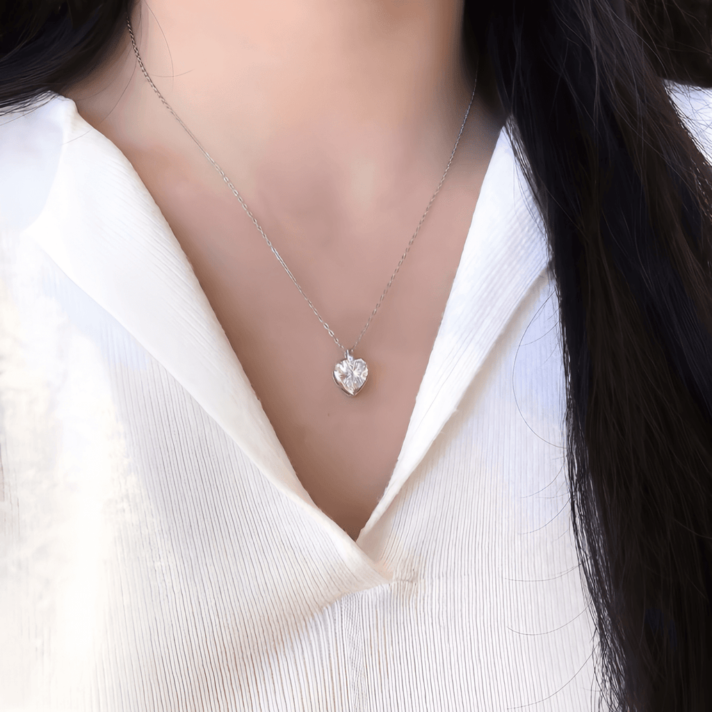 Amour Heart Necklace - 1ct DEW / 2ct DEW - LEONREN Jewelry