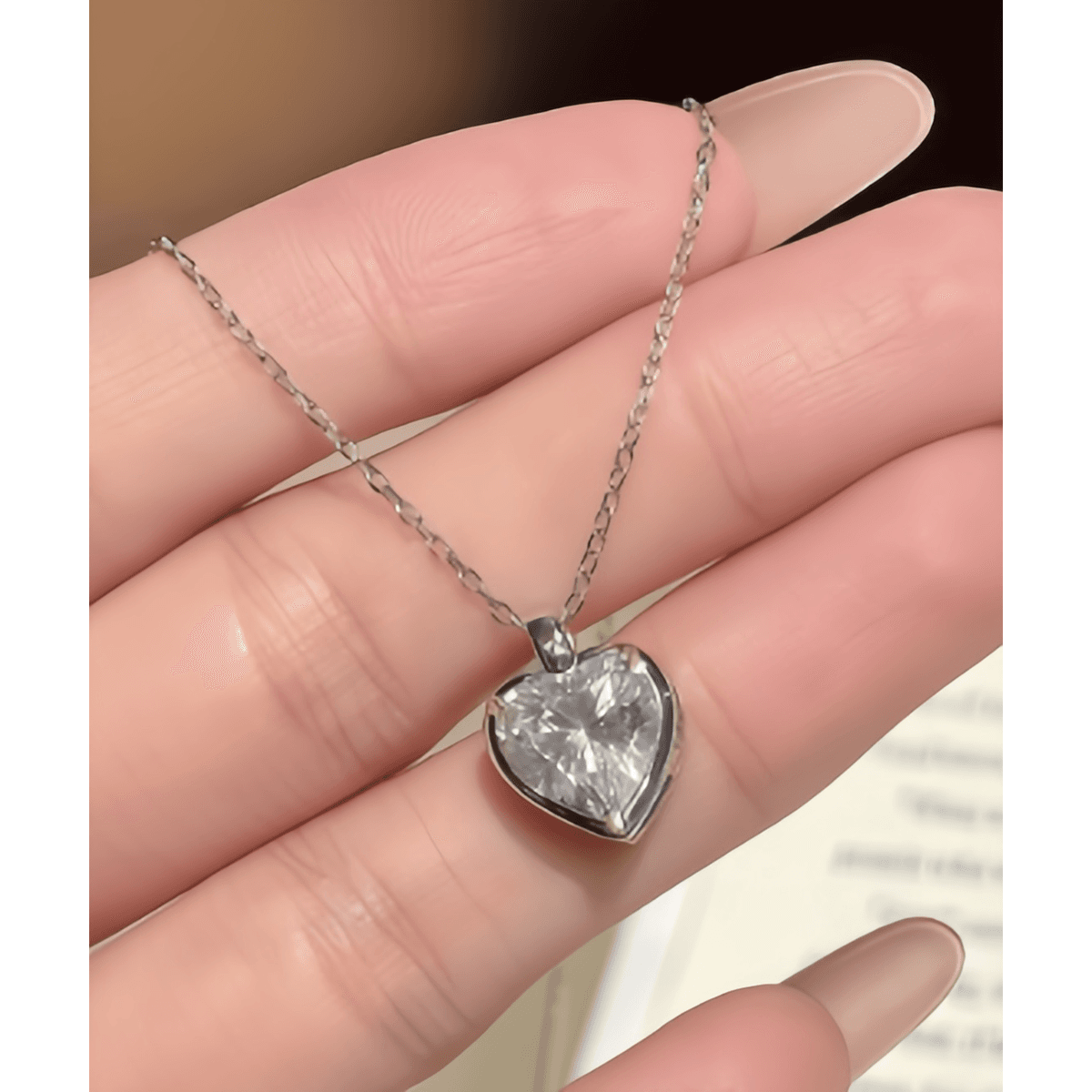 Amour Heart Necklace - 1ct DEW / 2ct DEW - LEONREN Jewelry