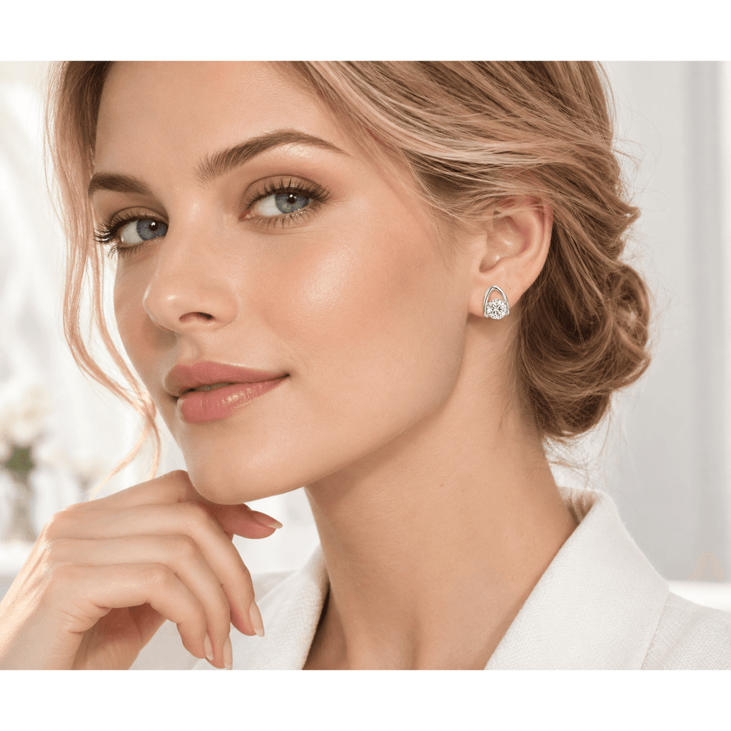 Arch Halo Studs - LEONREN Jewelry