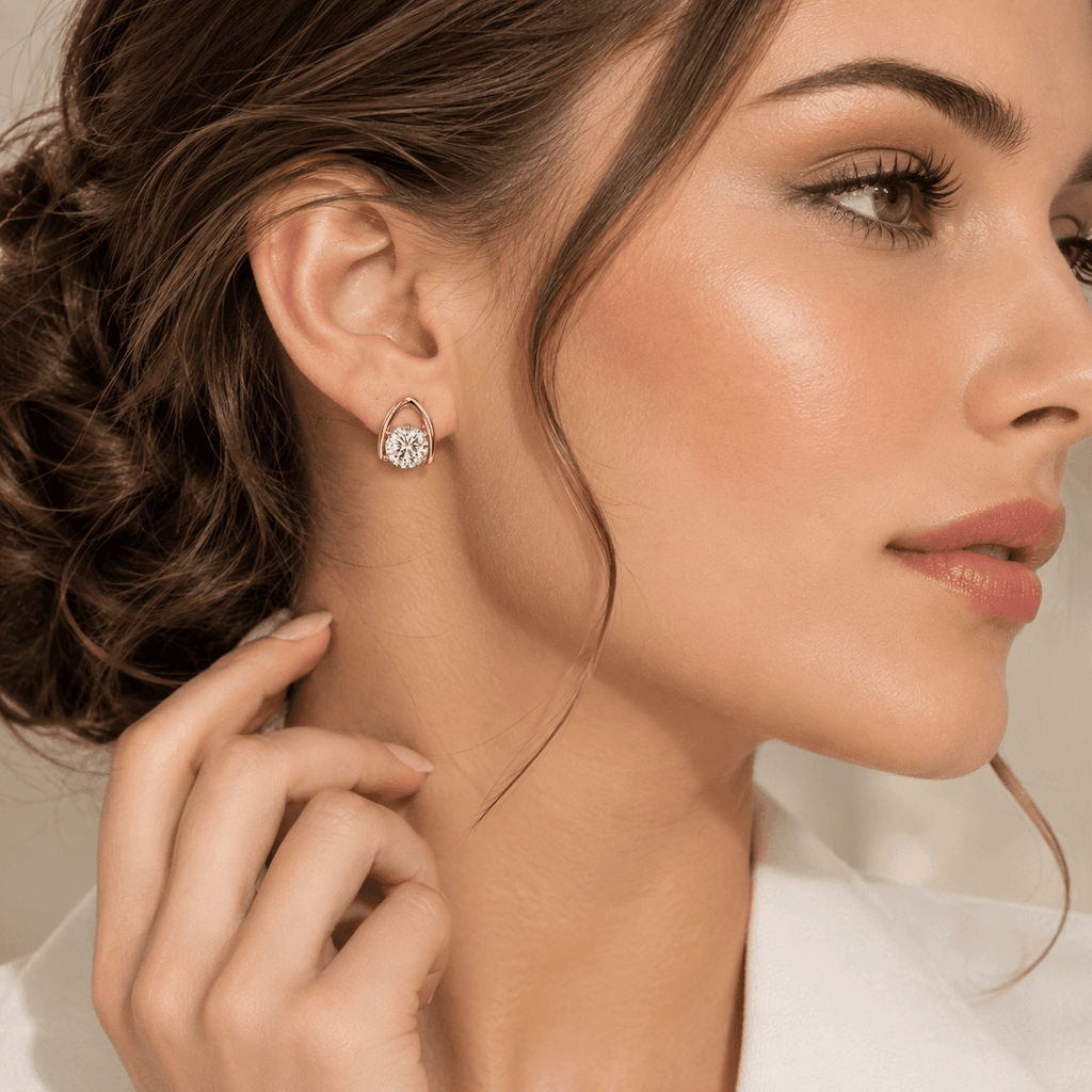 Arch Halo Studs - LEONREN Jewelry
