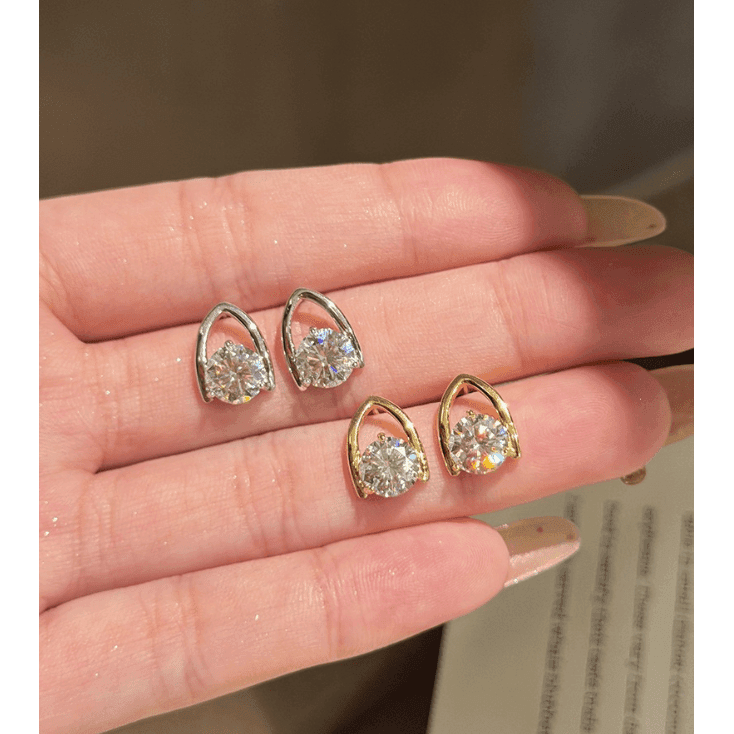 Arch Halo Studs - LEONREN Jewelry
