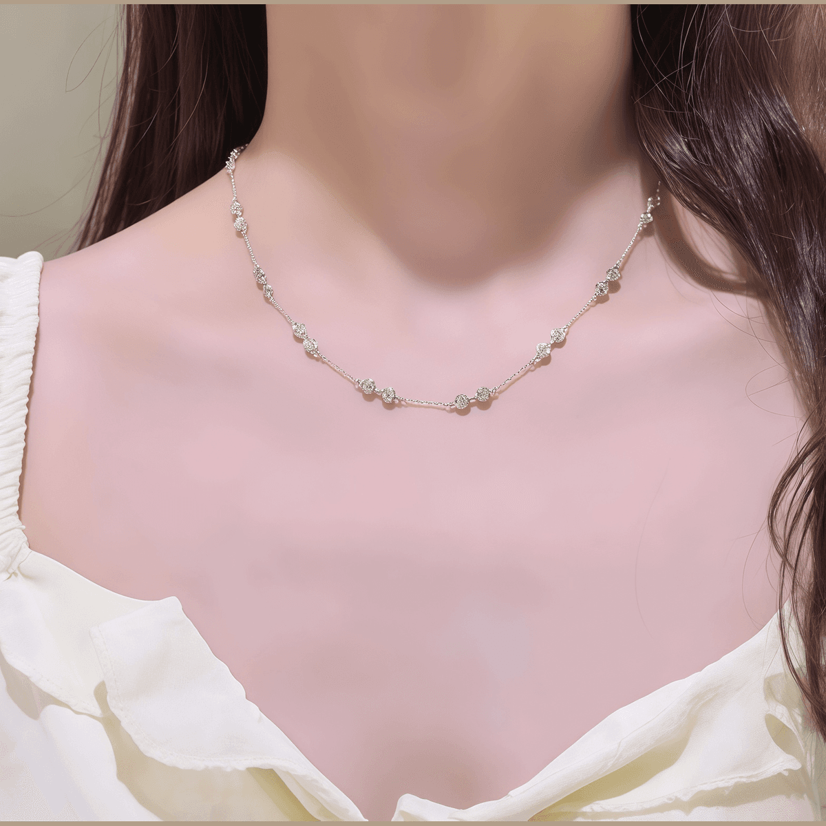 Bezel Station Necklace - LEONREN Jewelry