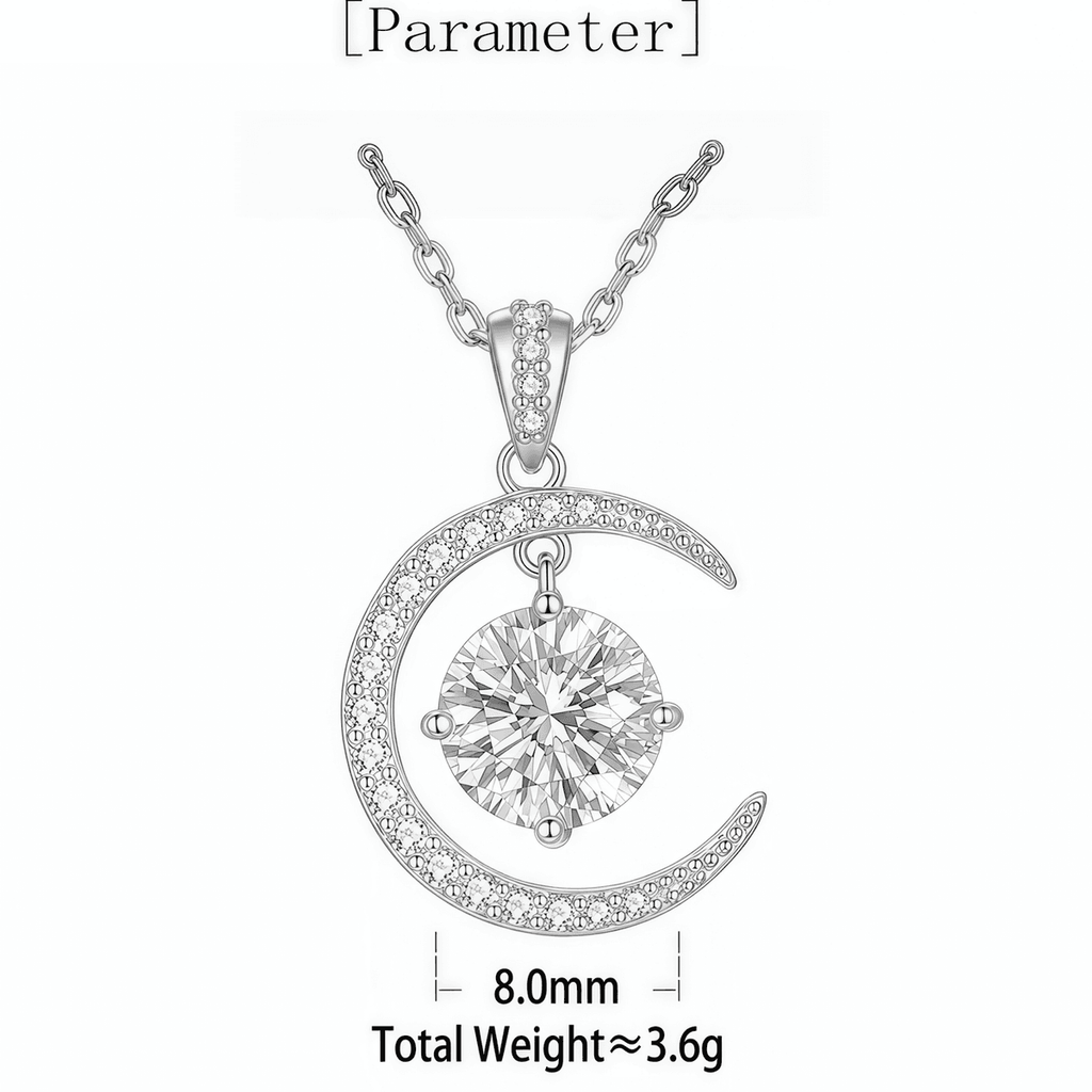 Crescent Moon Moissanite Necklace - LEONREN Jewelry