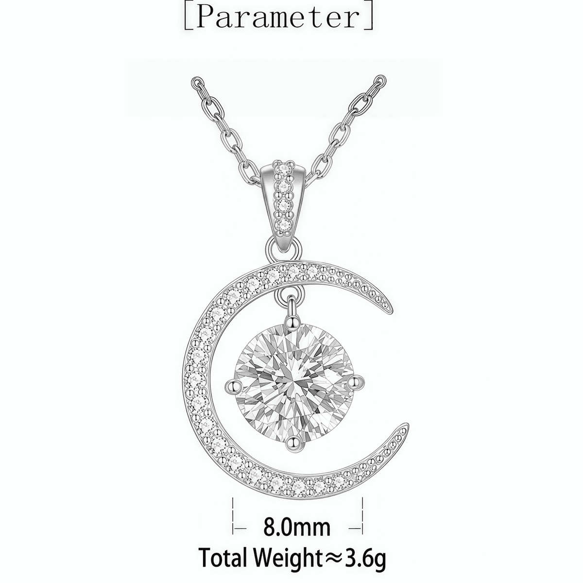 Crescent Moon Moissanite Necklace - LEONREN Jewelry