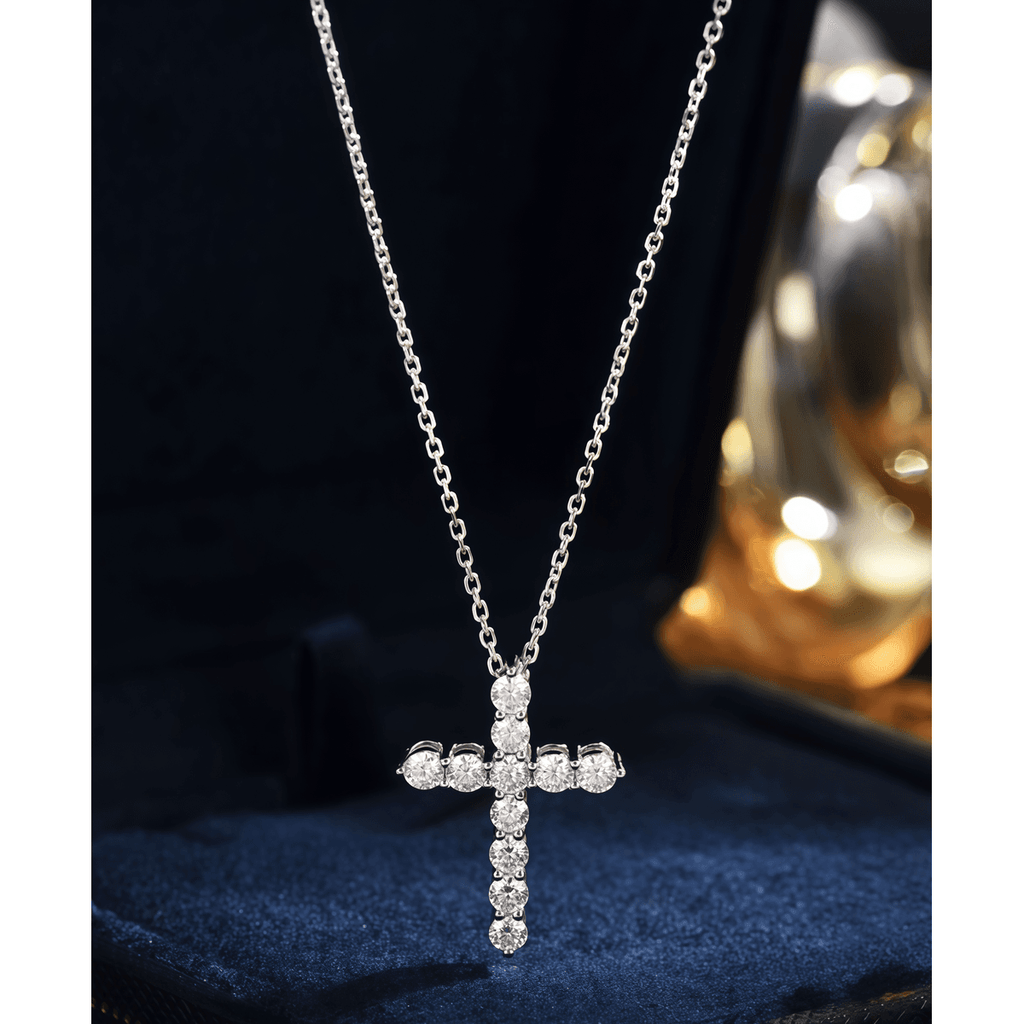 Cross Moissanite Necklace - LEONREN Jewelry