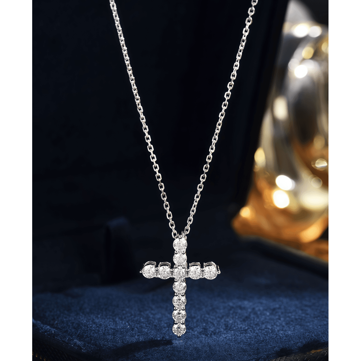 Cross Moissanite Necklace - LEONREN Jewelry