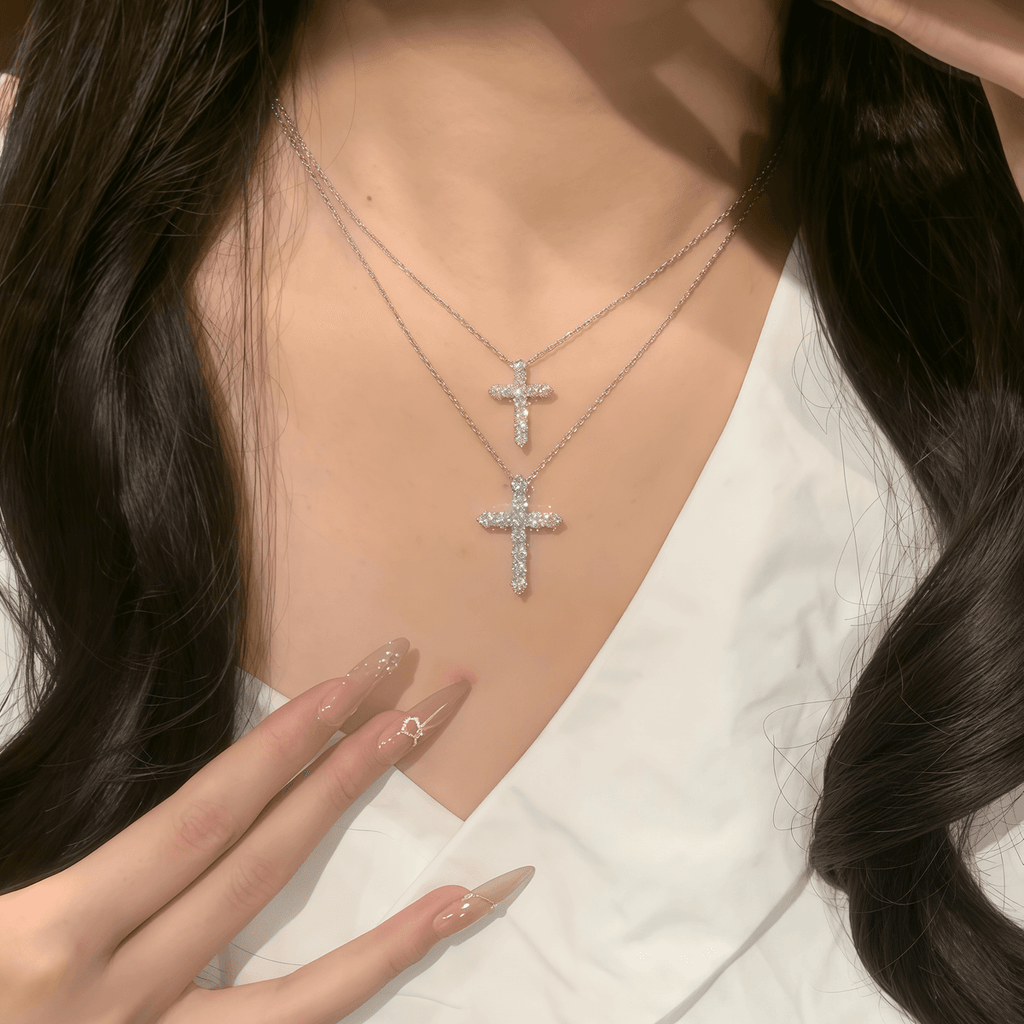 Cross Moissanite Necklace - LEONREN Jewelry