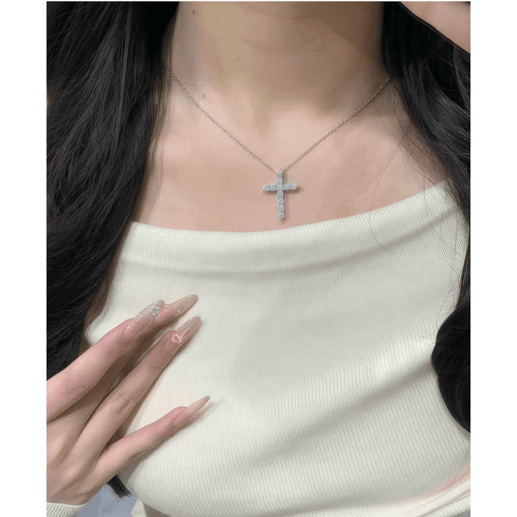 Cross Moissanite Necklace - LEONREN Jewelry