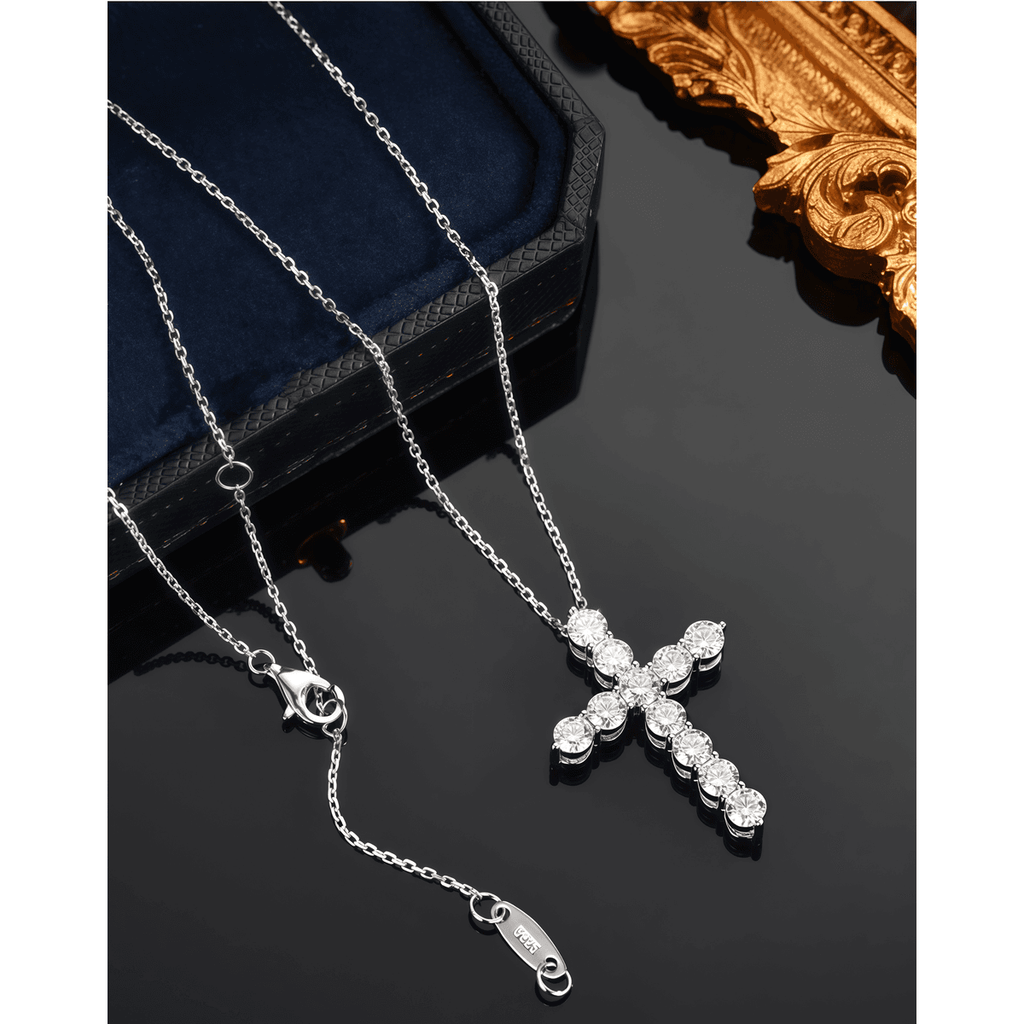 Cross Moissanite Necklace - LEONREN Jewelry