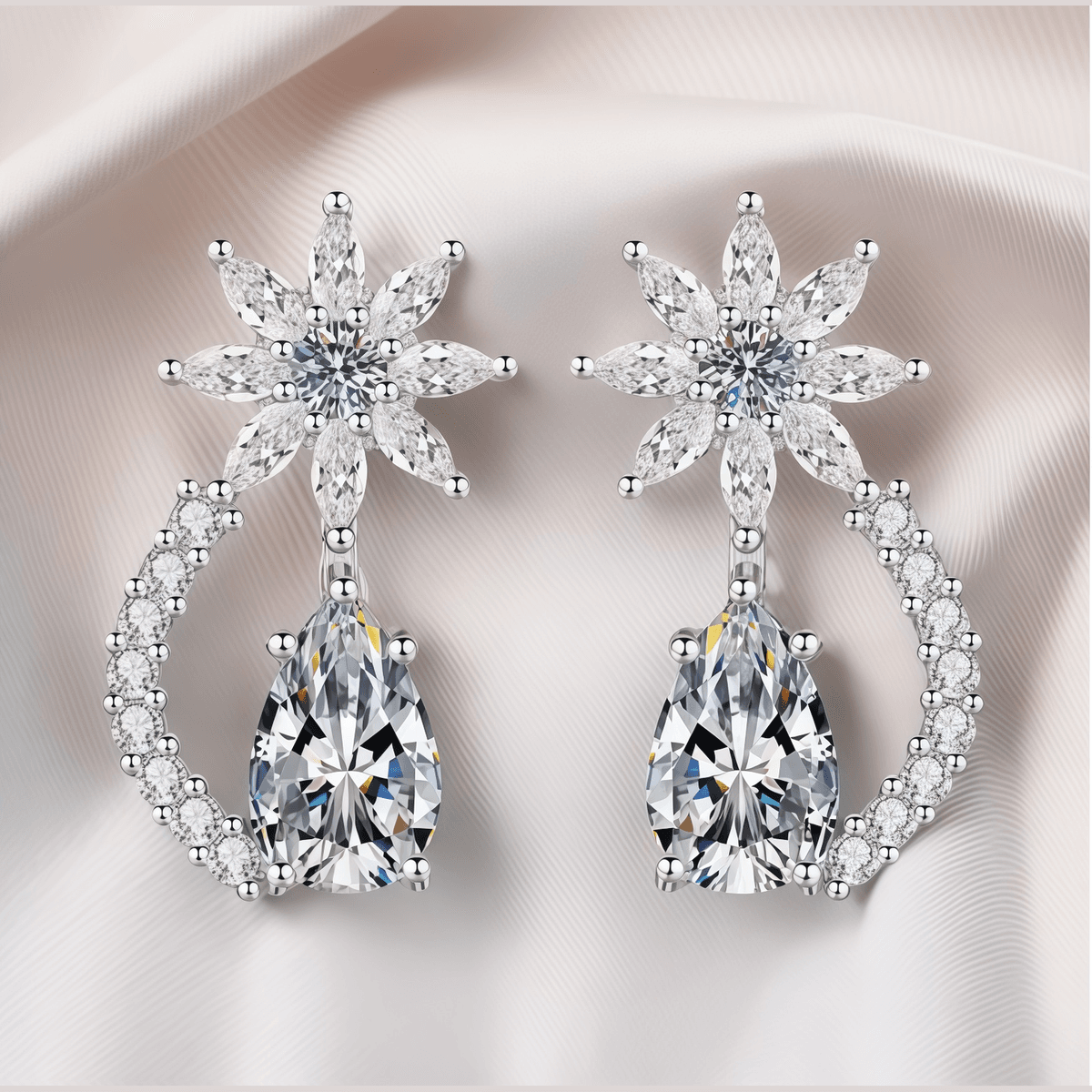 Floral Pear Drop Earrings - LEONREN Jewelry