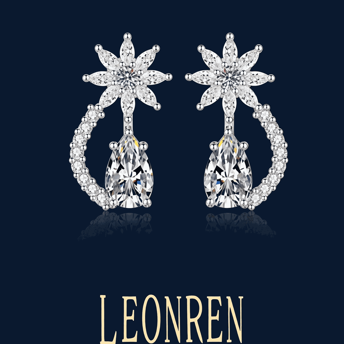 Floral Pear Drop Earrings - LEONREN Jewelry