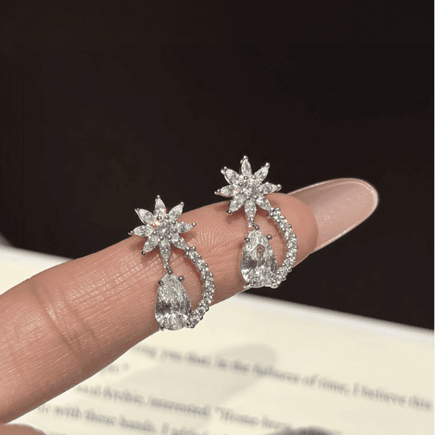 Floral Pear Drop Earrings - LEONREN Jewelry