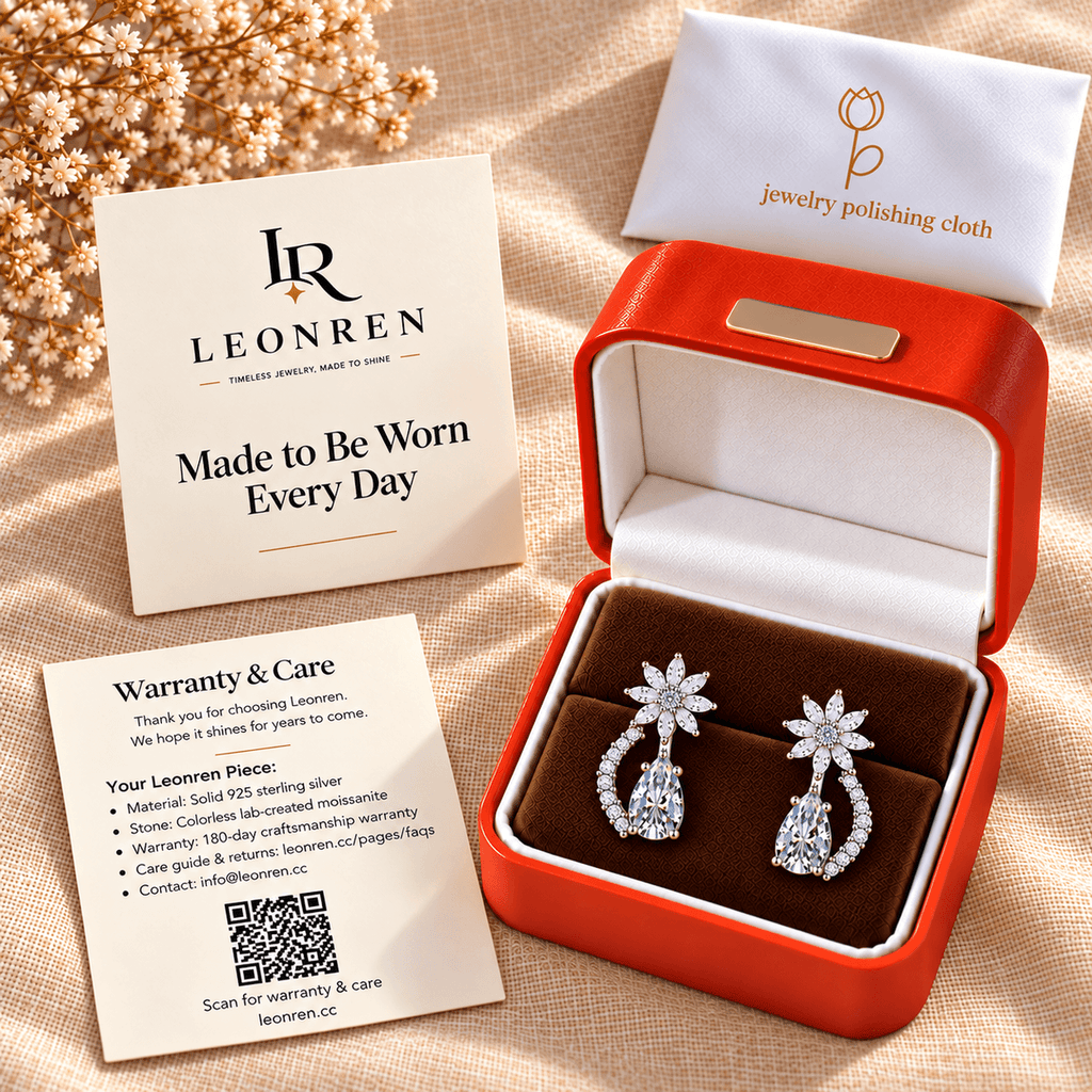 Floral Pear Drop Earrings - LEONREN Jewelry