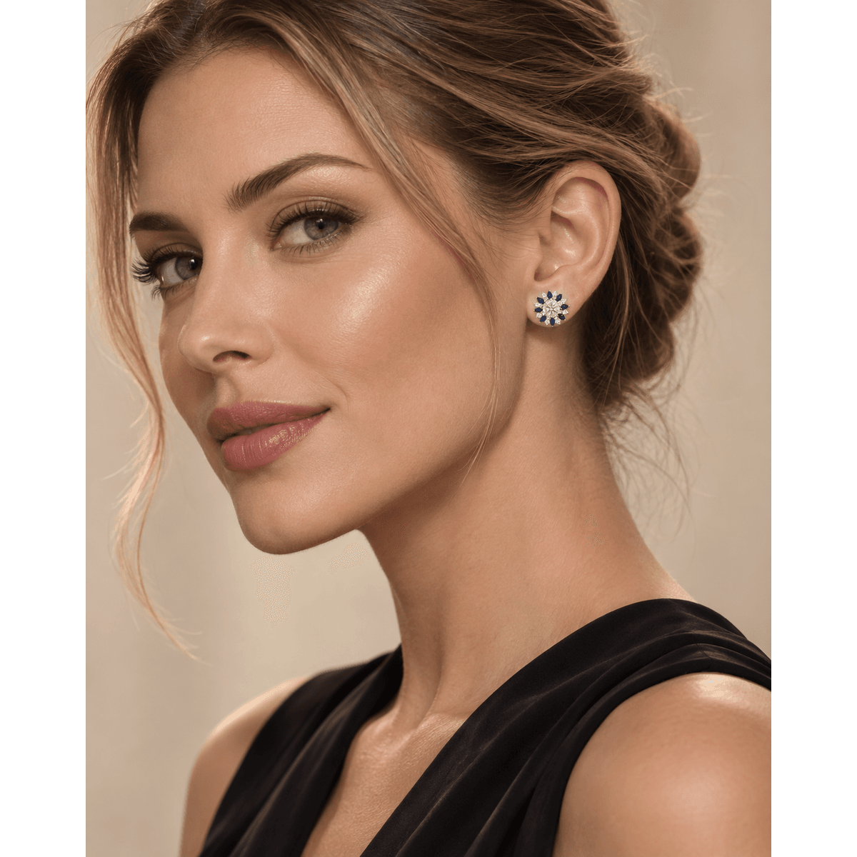 Forget-Me-Not Blue Halo Studs - 2ct DEW - LEONREN Jewelry