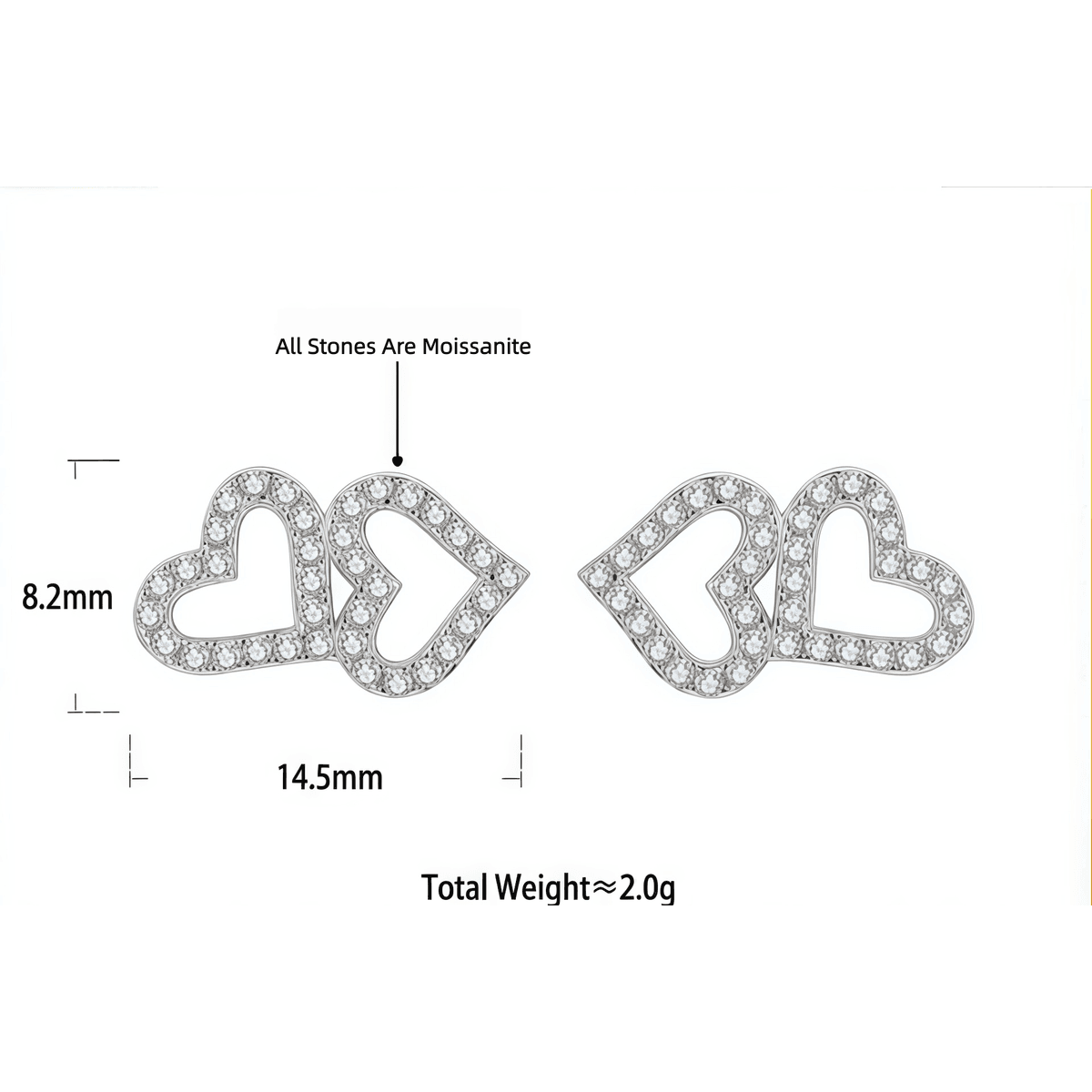 Heart-to-Heart Moissanite Studs - LEONREN Jewelry