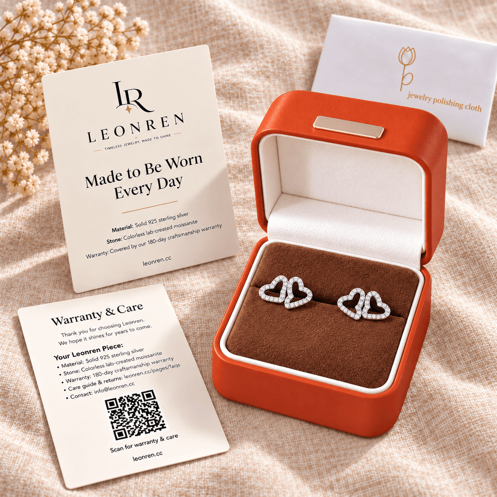 Heart-to-Heart Moissanite Studs - LEONREN Jewelry