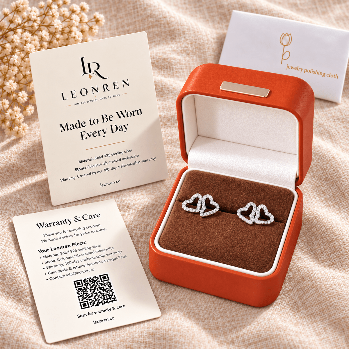 Heart-to-Heart Moissanite Studs - LEONREN Jewelry
