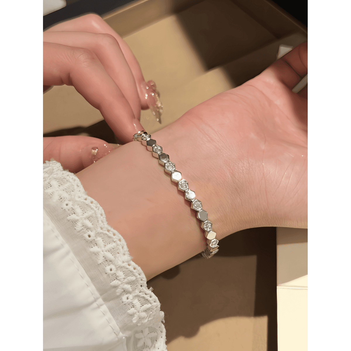 Honeycomb Tennis Bracelet - Hexagon - LEONREN Jewelry