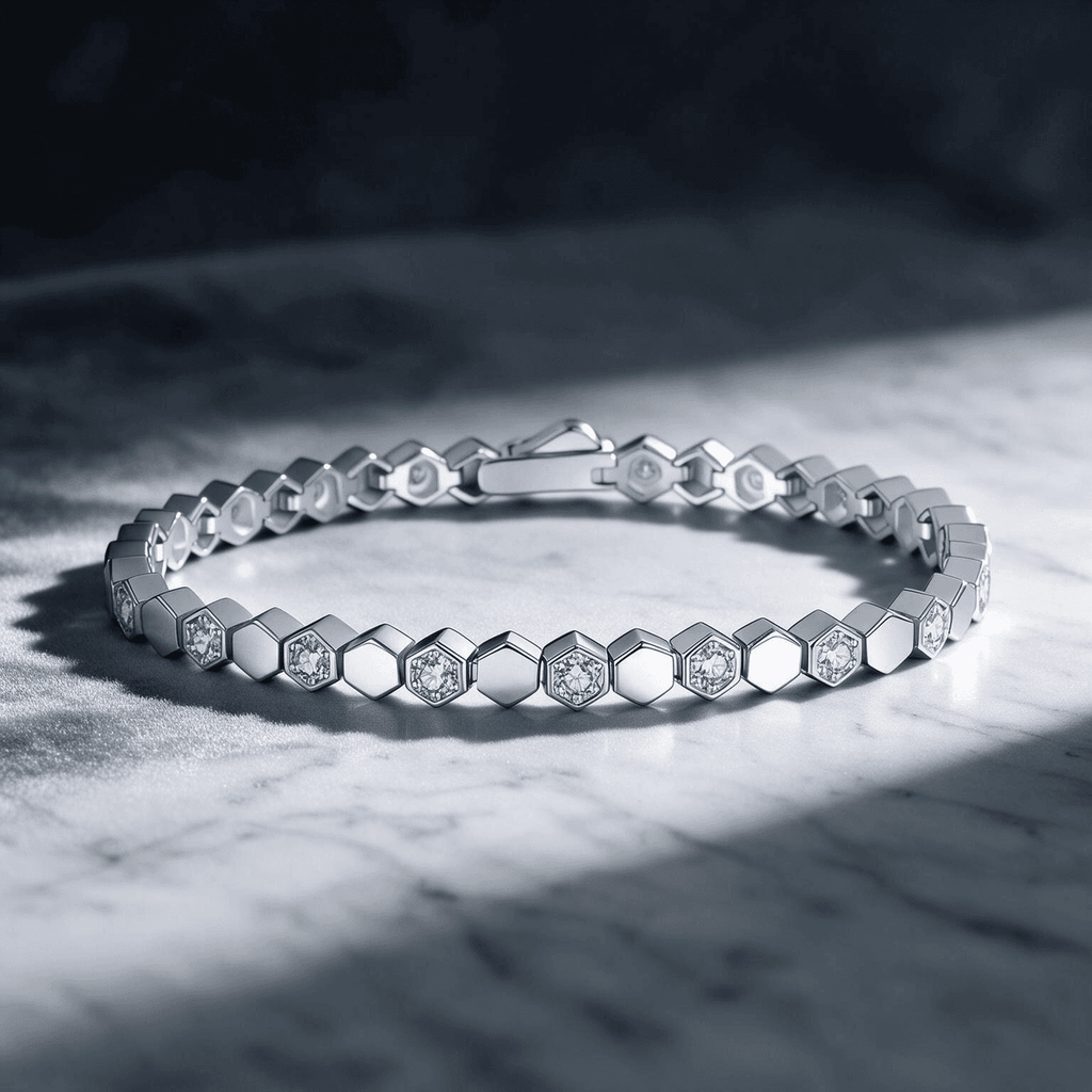 Honeycomb Tennis Bracelet - Hexagon - LEONREN Jewelry