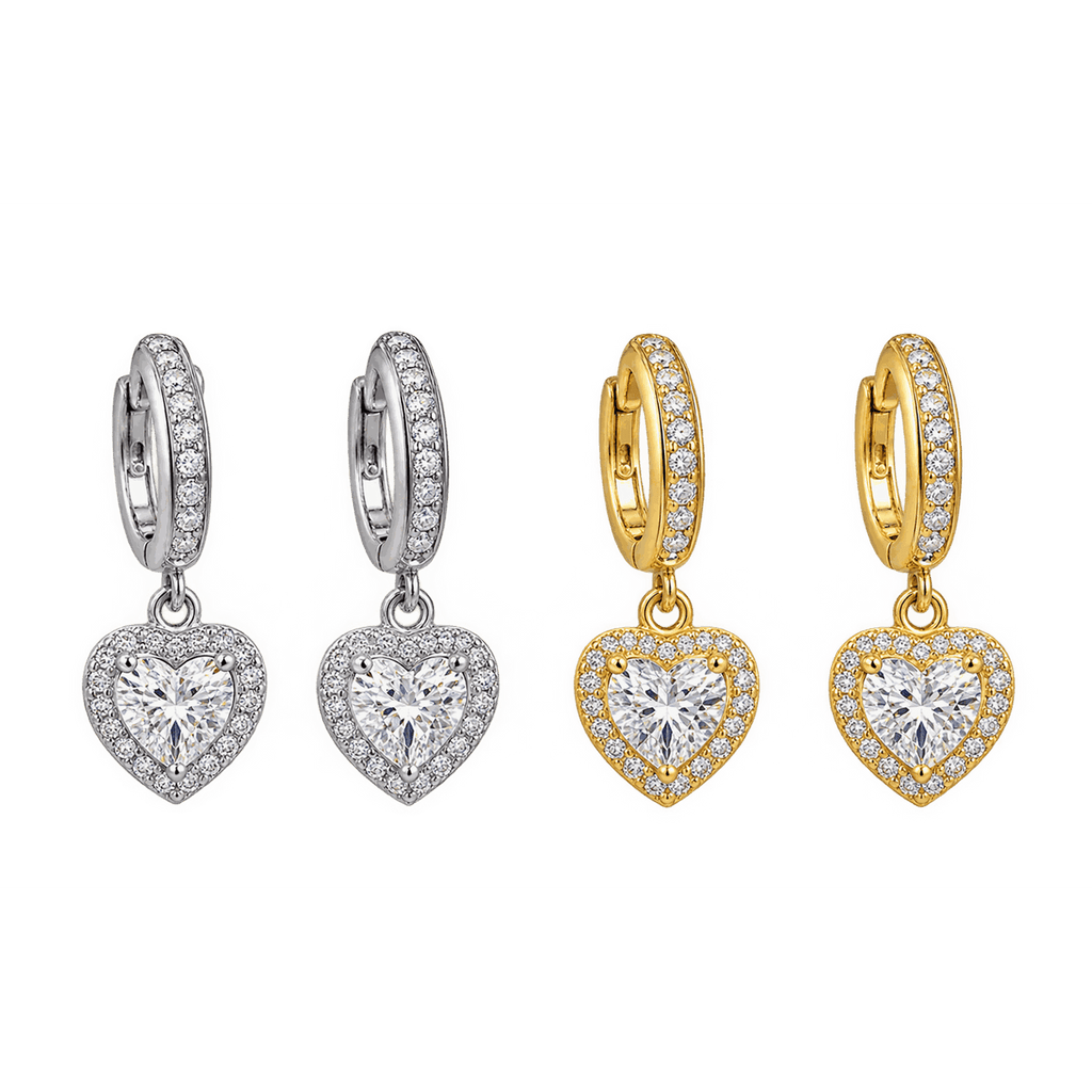 Huggie Heart Drop Earrings - LEONREN Jewelry