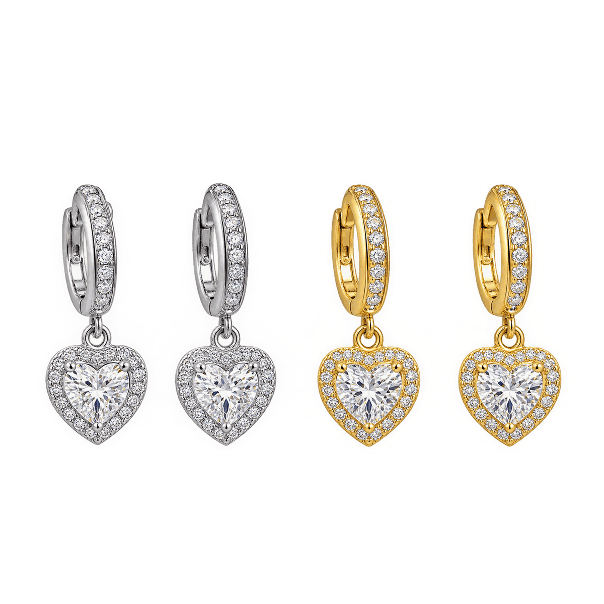 Huggie Heart Drop Earrings - LEONREN Jewelry
