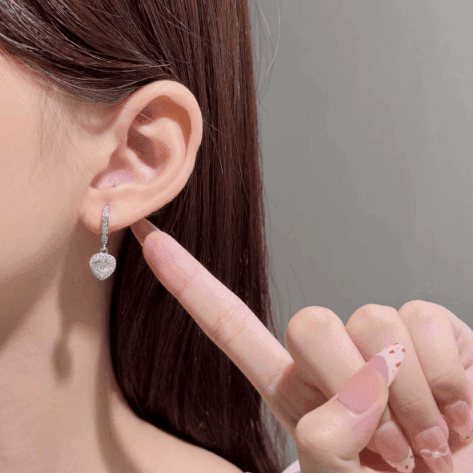 Huggie Heart Drop Earrings - LEONREN Jewelry