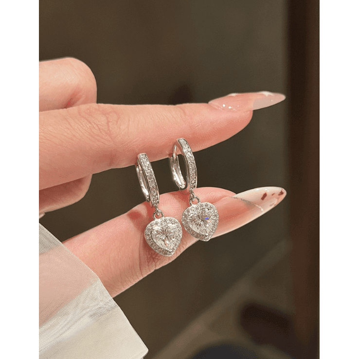 Huggie Heart Drop Earrings - LEONREN Jewelry