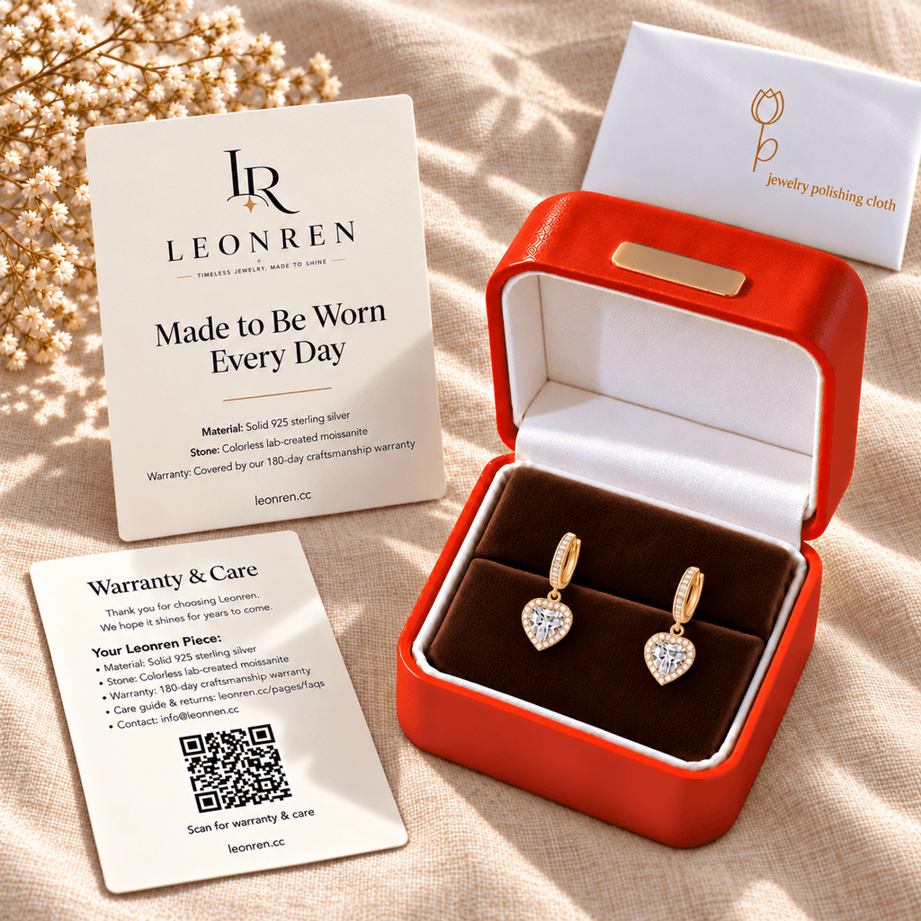 Huggie Heart Drop Earrings - LEONREN Jewelry