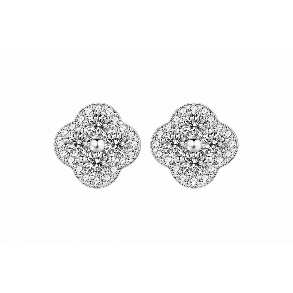 Lucky Clover Moissanite Studs - LEONREN Jewelry