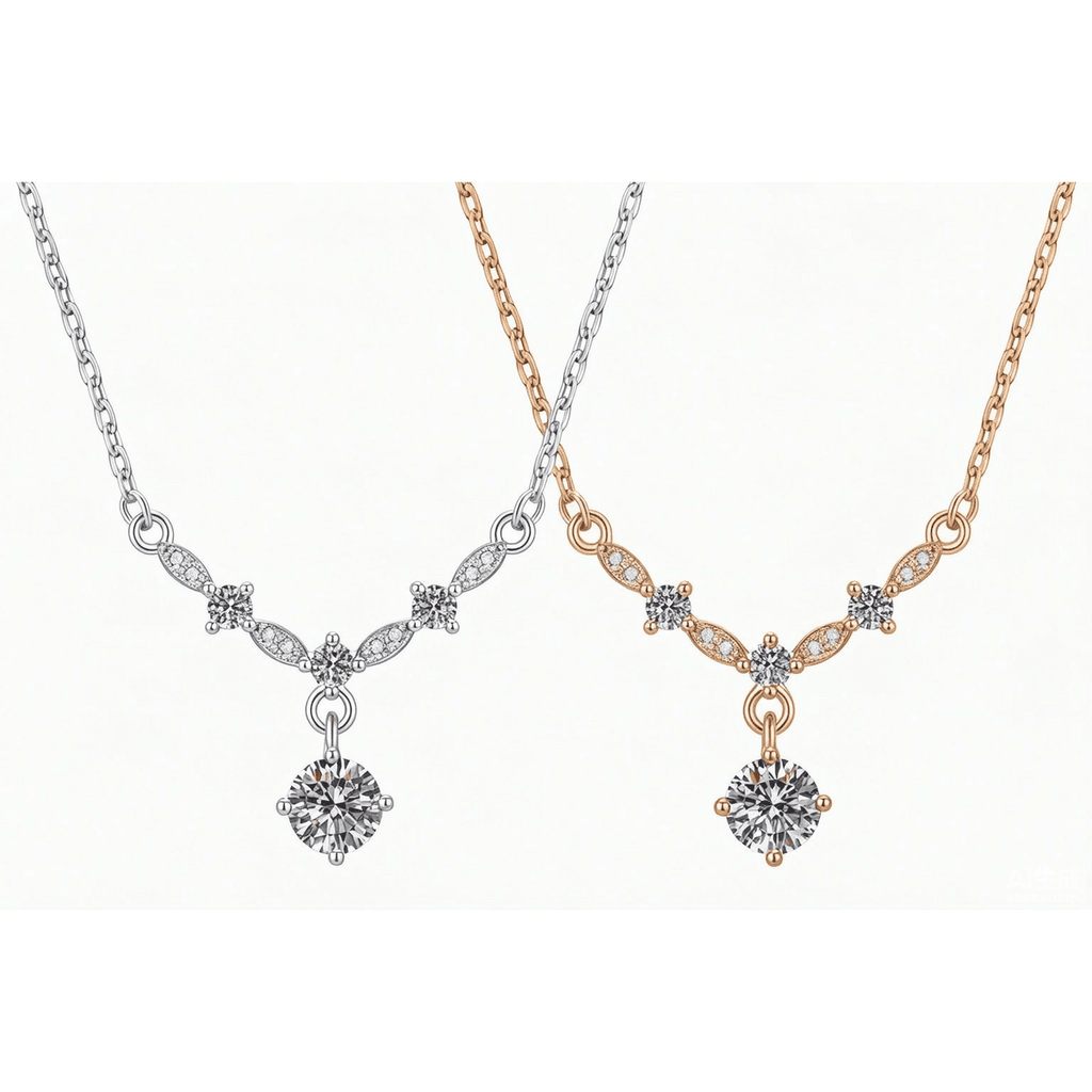 Marquise Link Moissanite Drop Pendant Necklace - LEONREN Jewelry