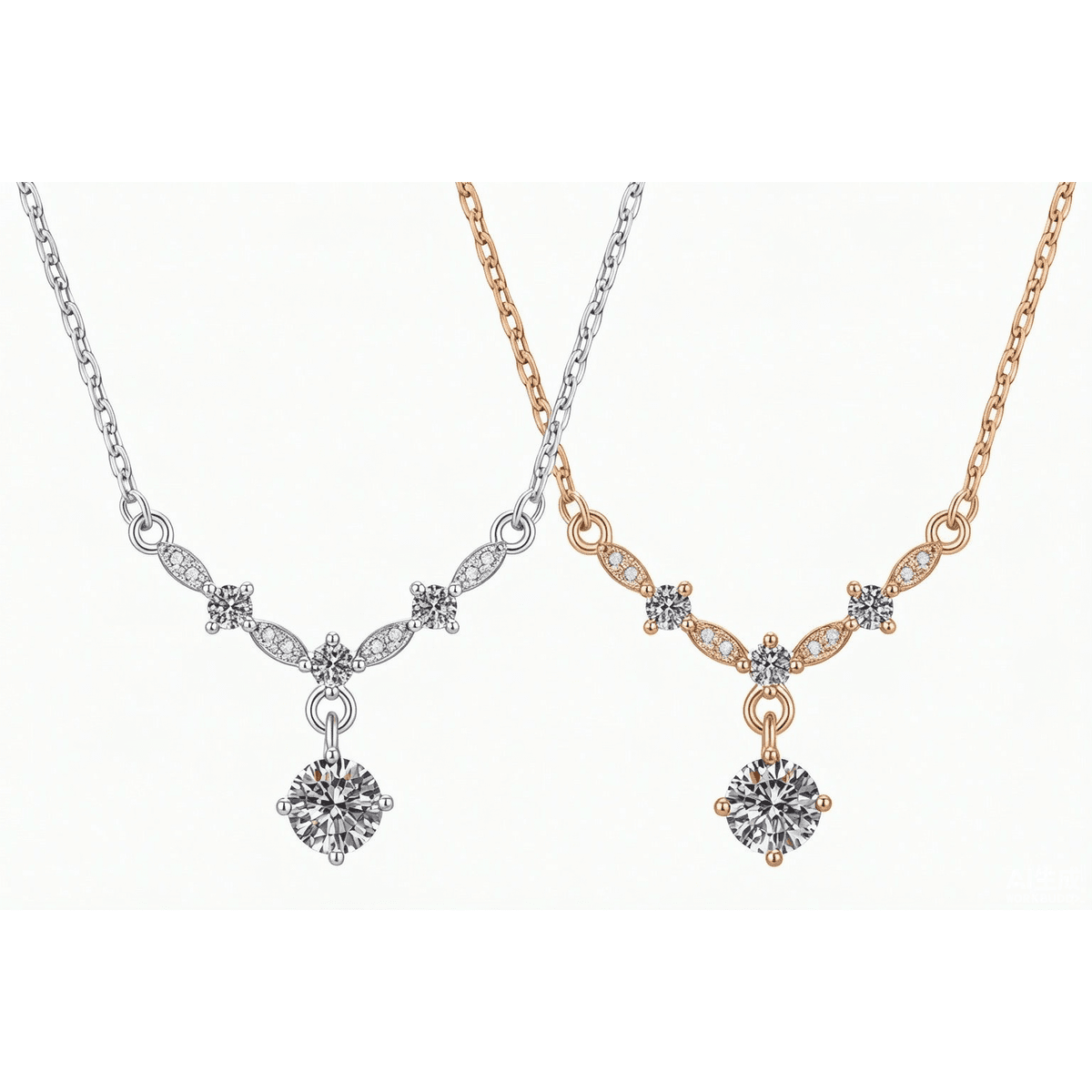 Marquise Link Moissanite Drop Pendant Necklace - LEONREN Jewelry