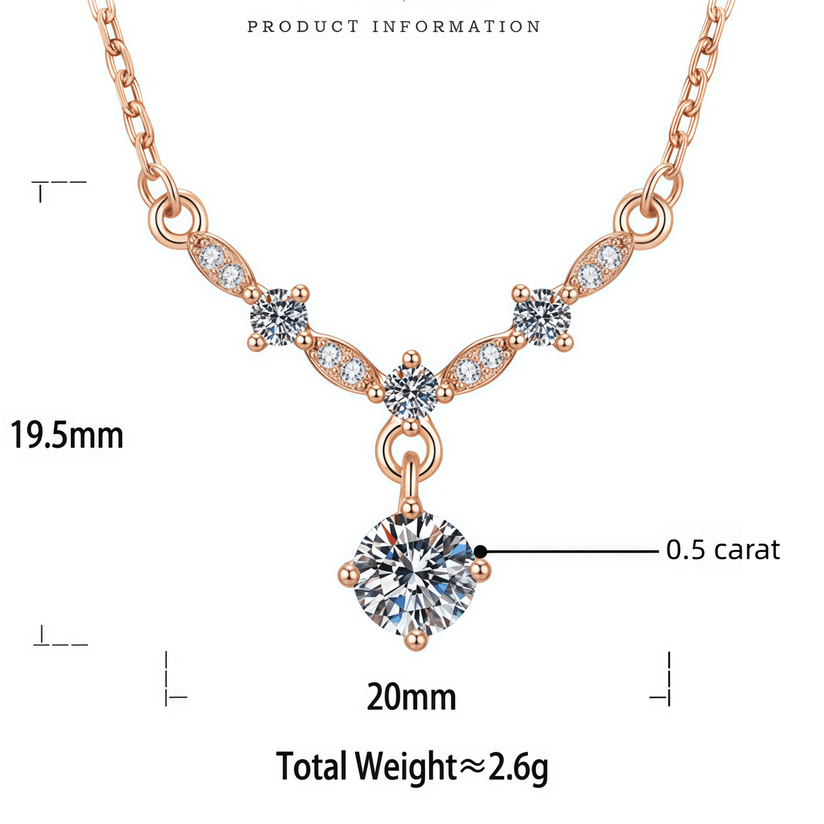 Marquise Link Moissanite Drop Pendant Necklace - LEONREN Jewelry
