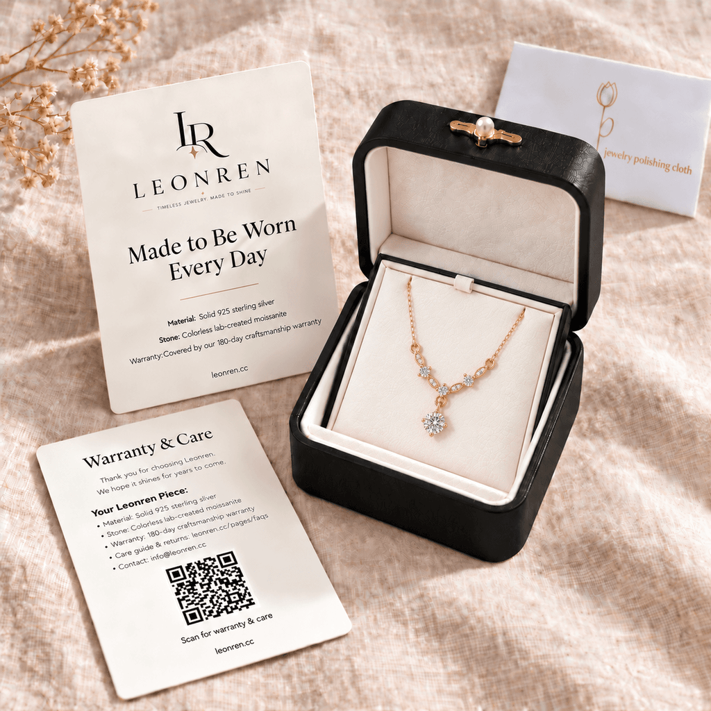 Marquise Link Moissanite Drop Pendant Necklace - LEONREN Jewelry