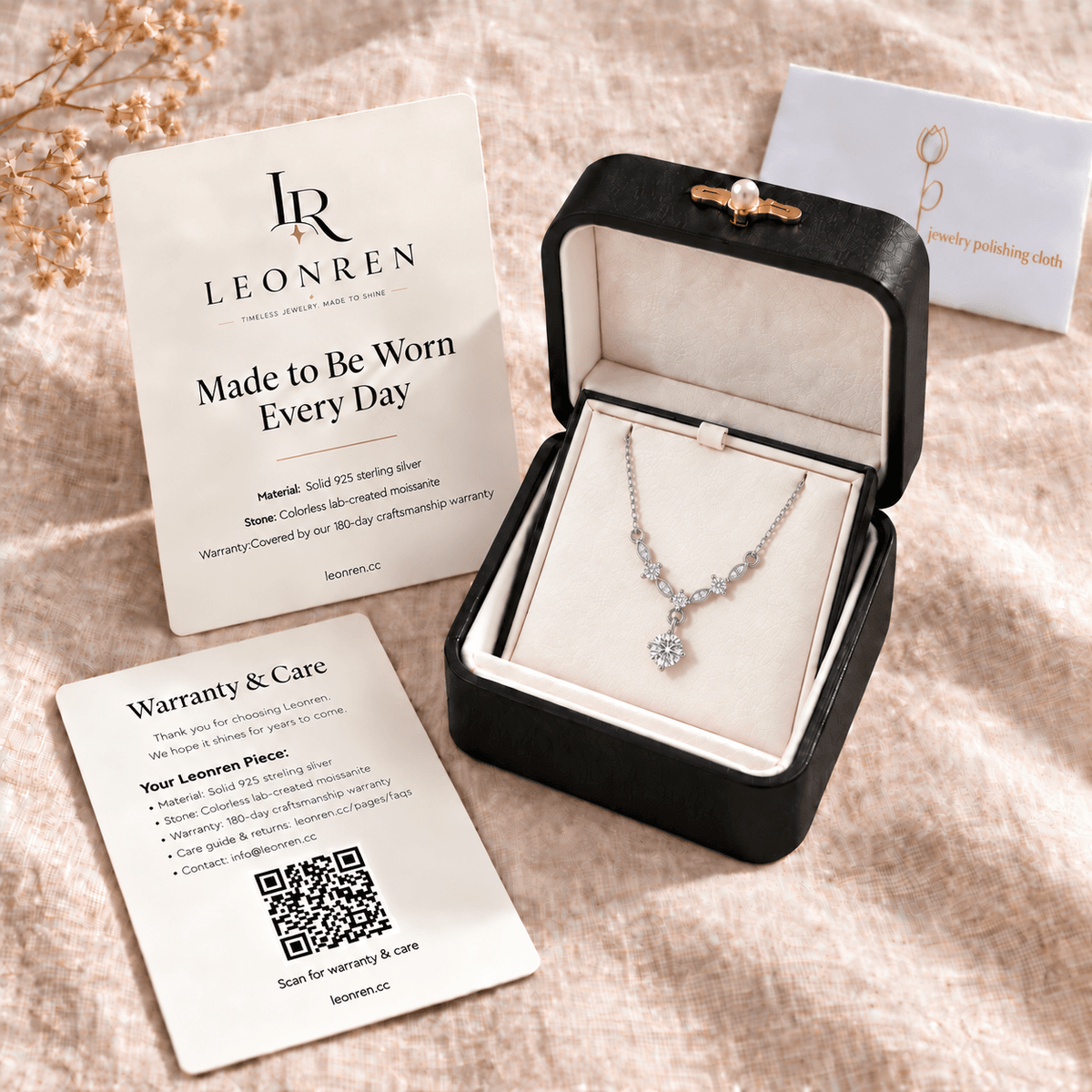 Marquise Link Moissanite Drop Pendant Necklace - LEONREN Jewelry