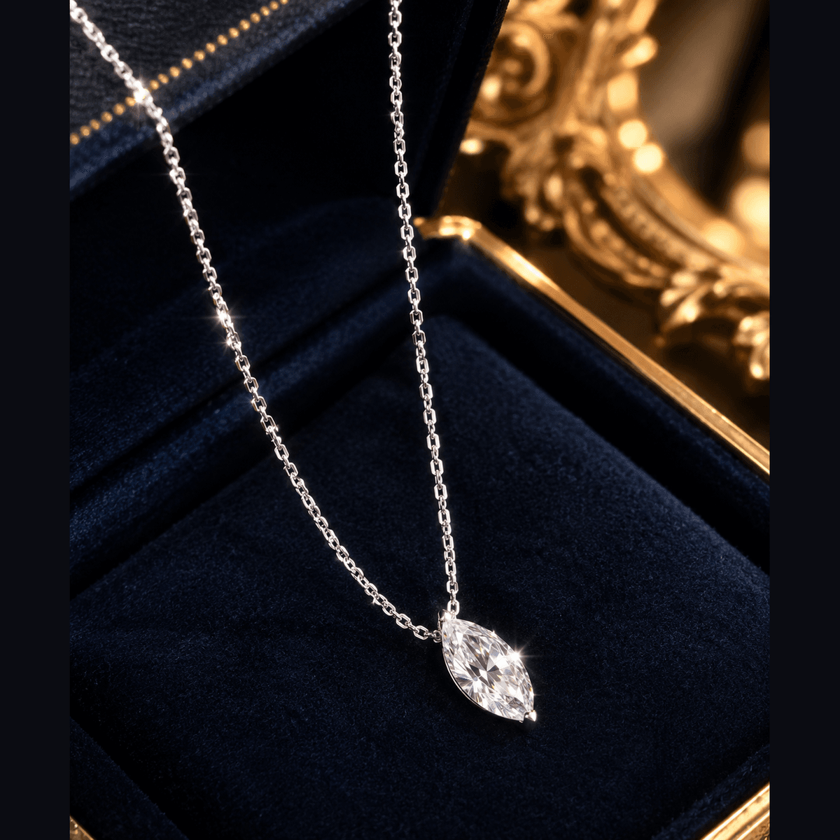 Marquise Moissanite Necklace - LEONREN Jewelry