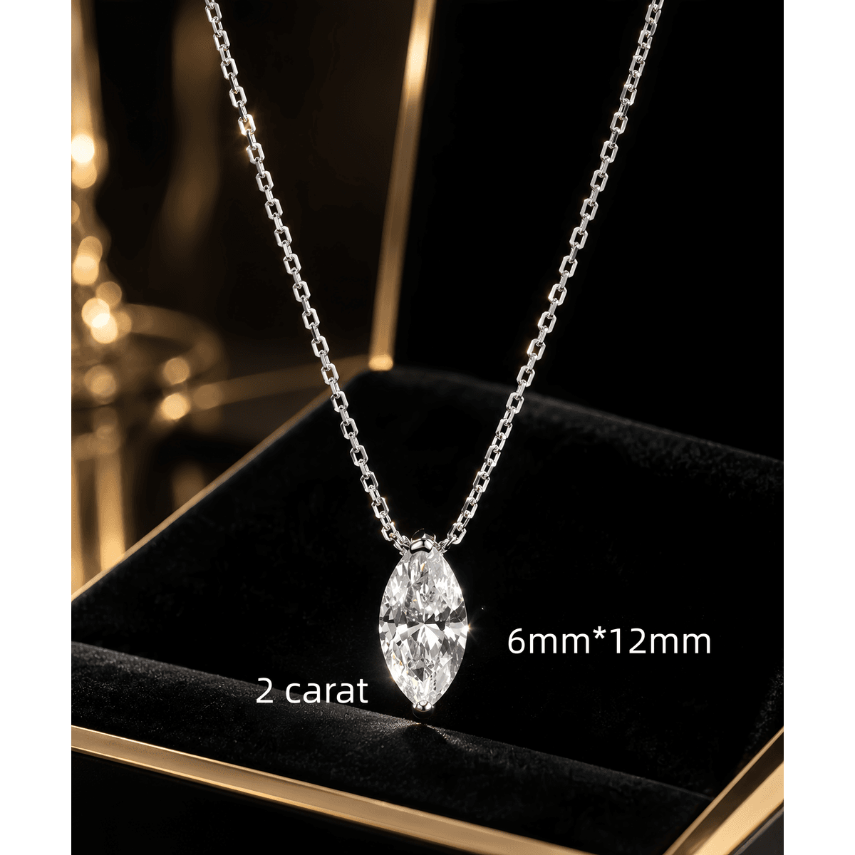 Marquise Moissanite Necklace - LEONREN Jewelry