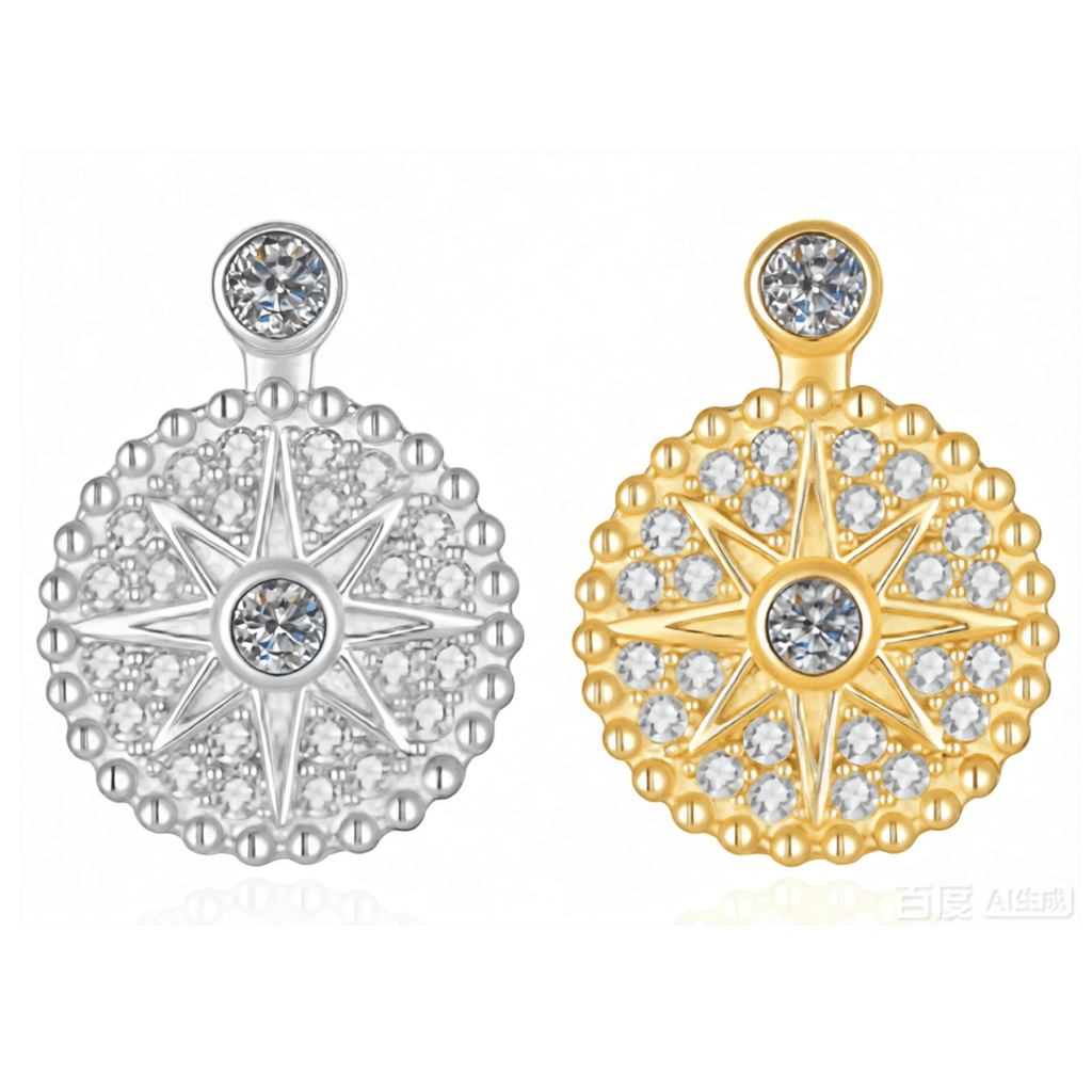 North Star Compass Drop Earrings - LEONREN Jewelry