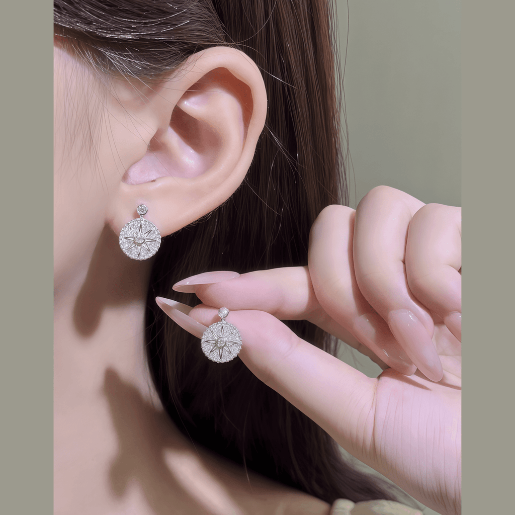 North Star Compass Drop Earrings - LEONREN Jewelry