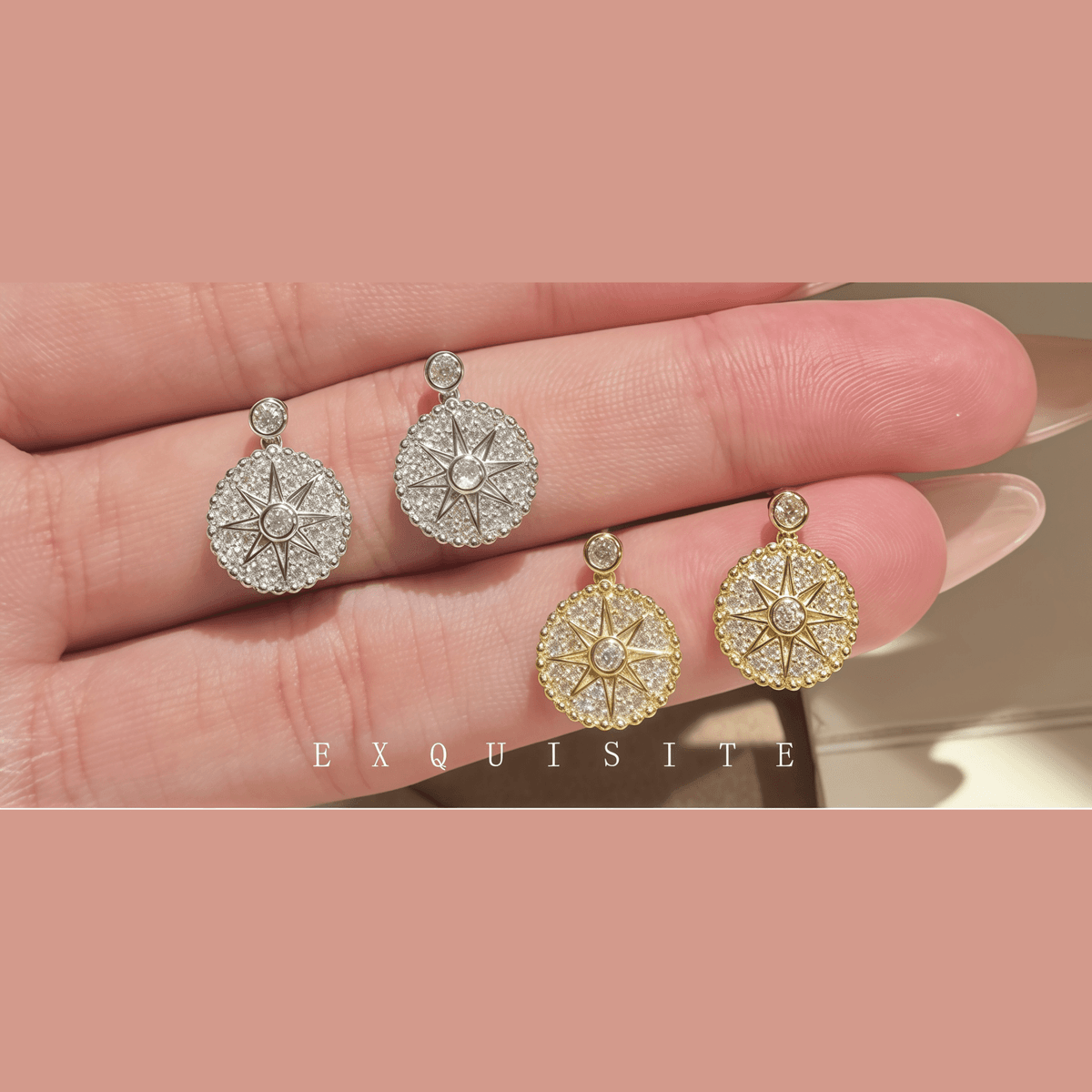 North Star Compass Drop Earrings - LEONREN Jewelry