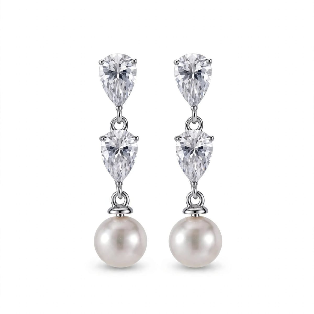 Pearl Drop Moissanite Earrings – Solid 925 Silver - LEONREN Jewelry