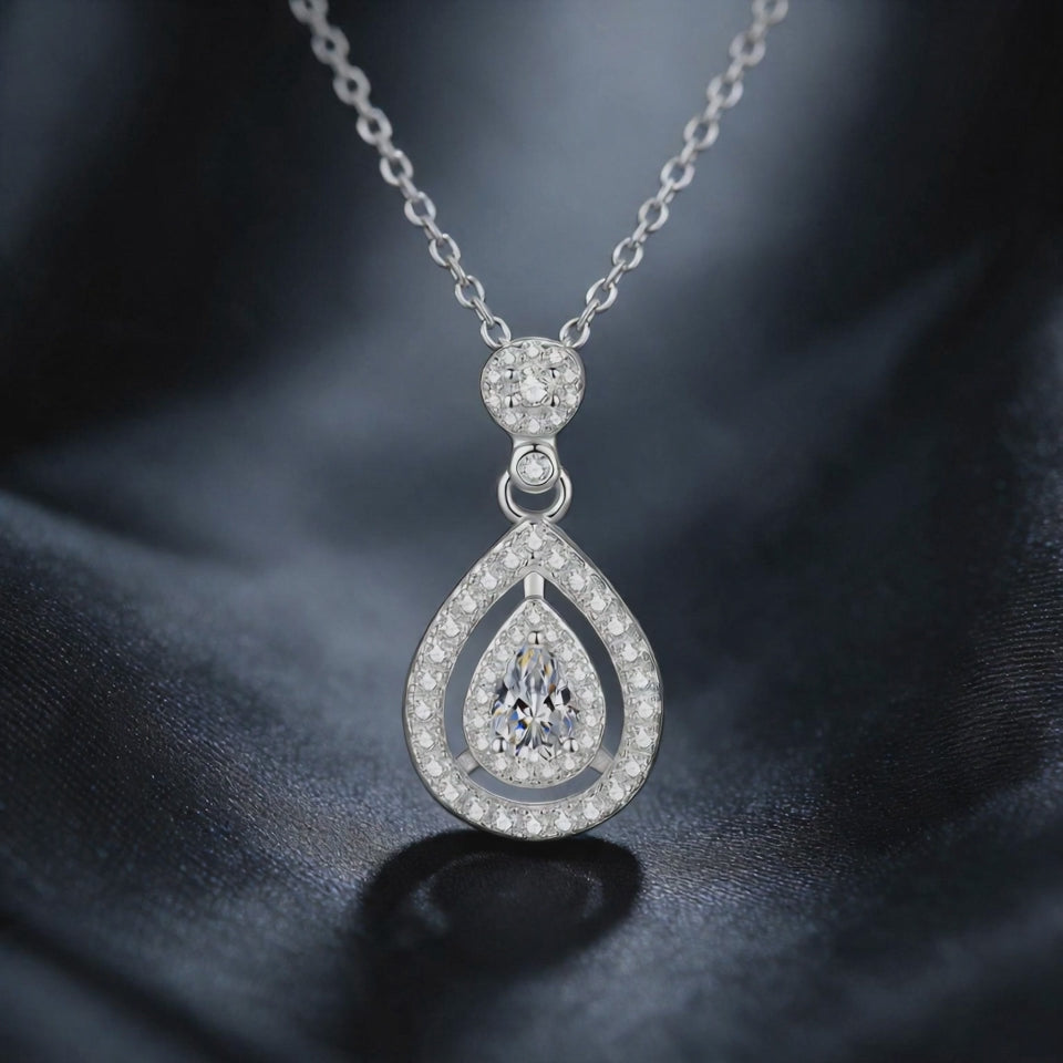 Teardrop Moissanite Pendant Necklace