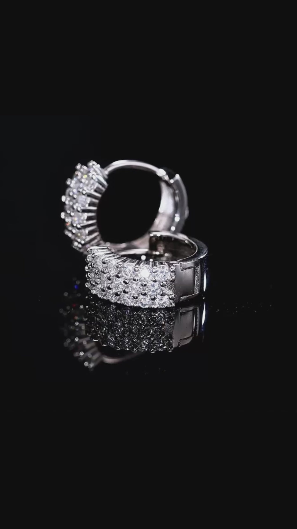 Double Row Moissanite Huggie Hoop Earrings | 925 Sterling Silver