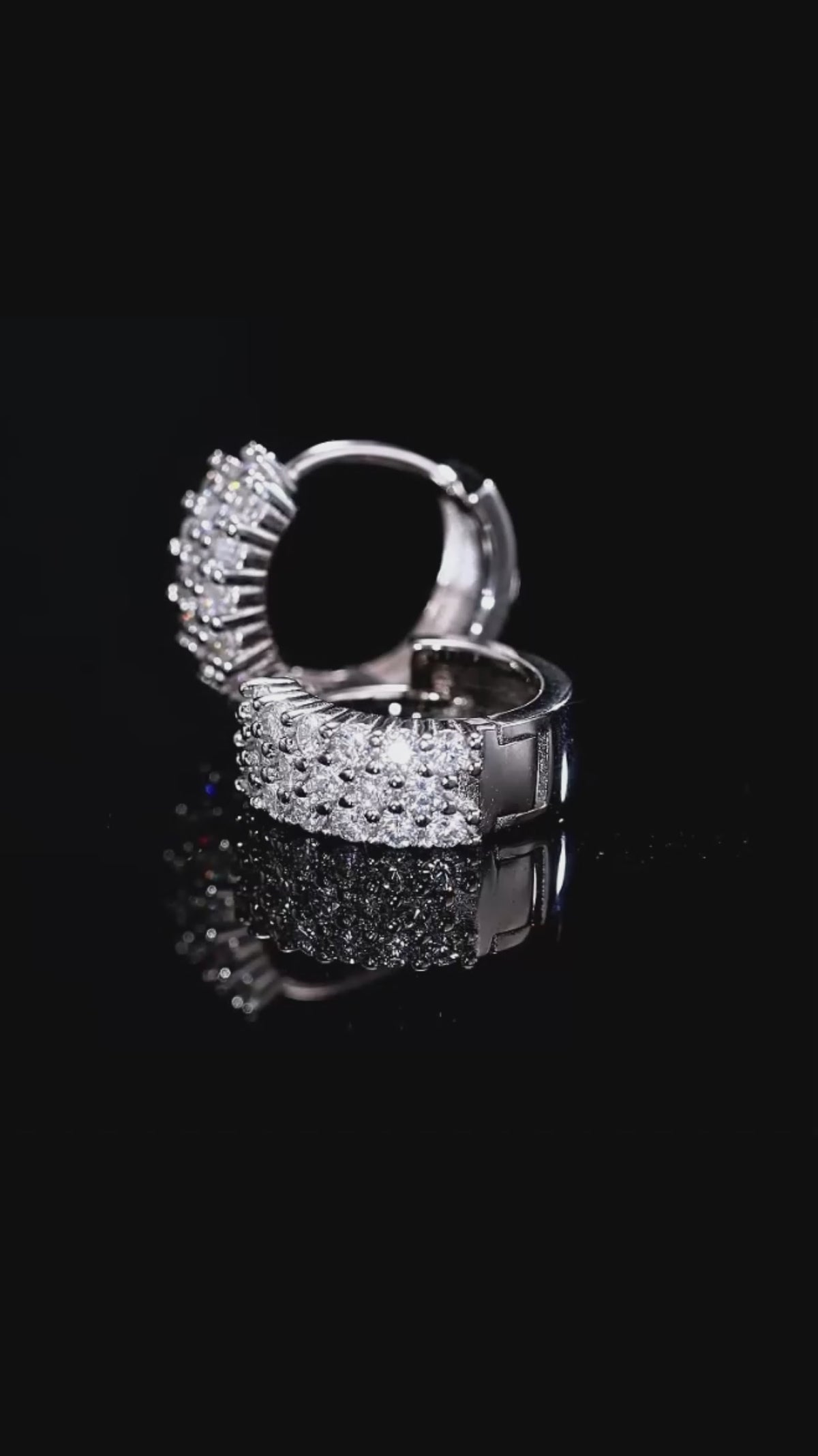 Double Row Moissanite Huggie Hoop Earrings | 925 Sterling Silver
