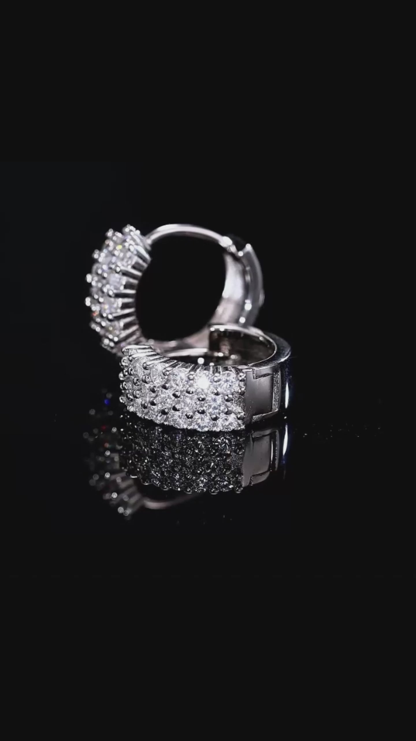 Double Row Moissanite Huggie Hoop Earrings | 925 Sterling Silver