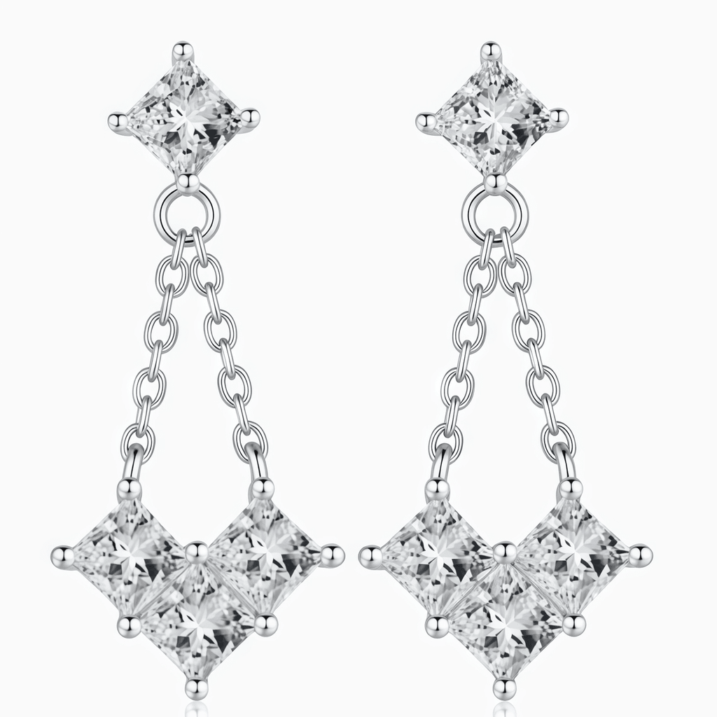 Princess Chain Drop Earrings - LEONREN Jewelry