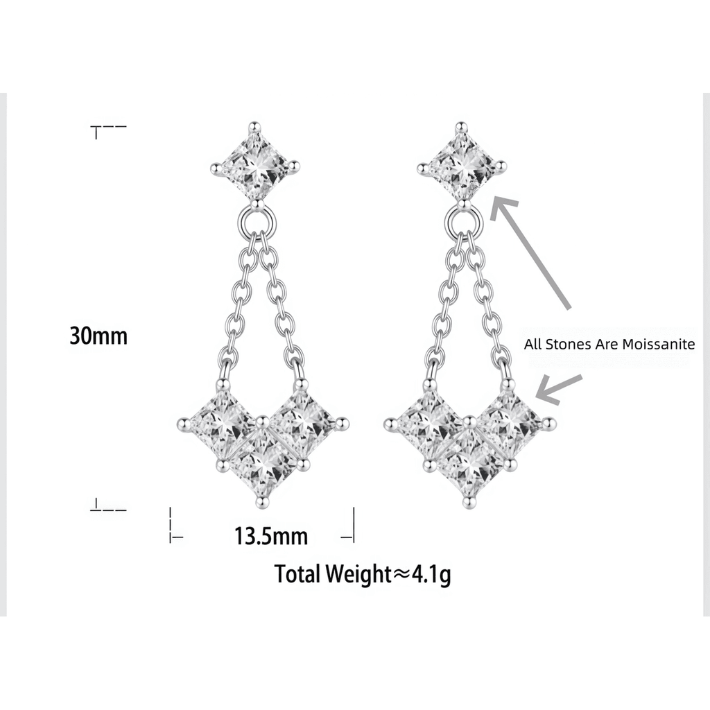 Princess Chain Drop Earrings - LEONREN Jewelry