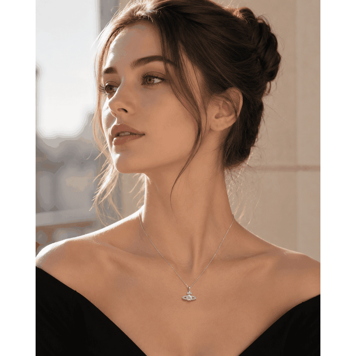 Saturn Orbit Necklace - 1ct DEW - LEONREN Jewelry